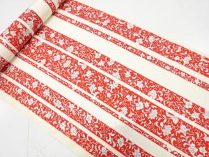 アンティーク　縞に花更紗模様　肩裏地